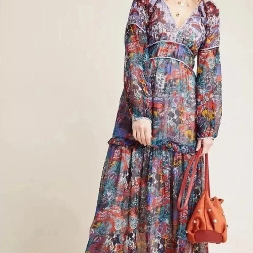 NWT Anthropologie Maeve Annabella Maxi floral Dress sz 10 NEW Orig $178 Boho - Picture 1 of 6
